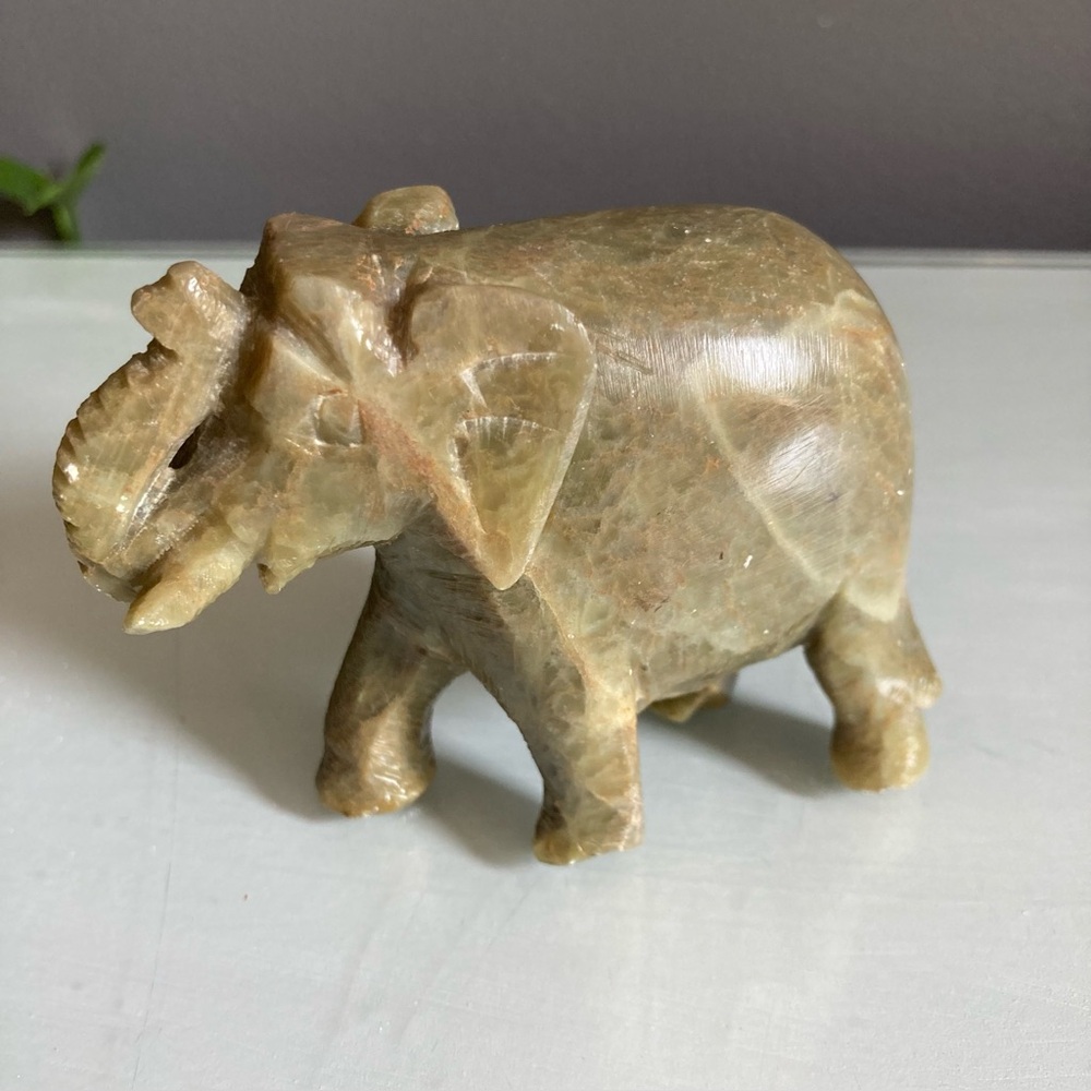 Vintage Stone Elephant Sculpture
